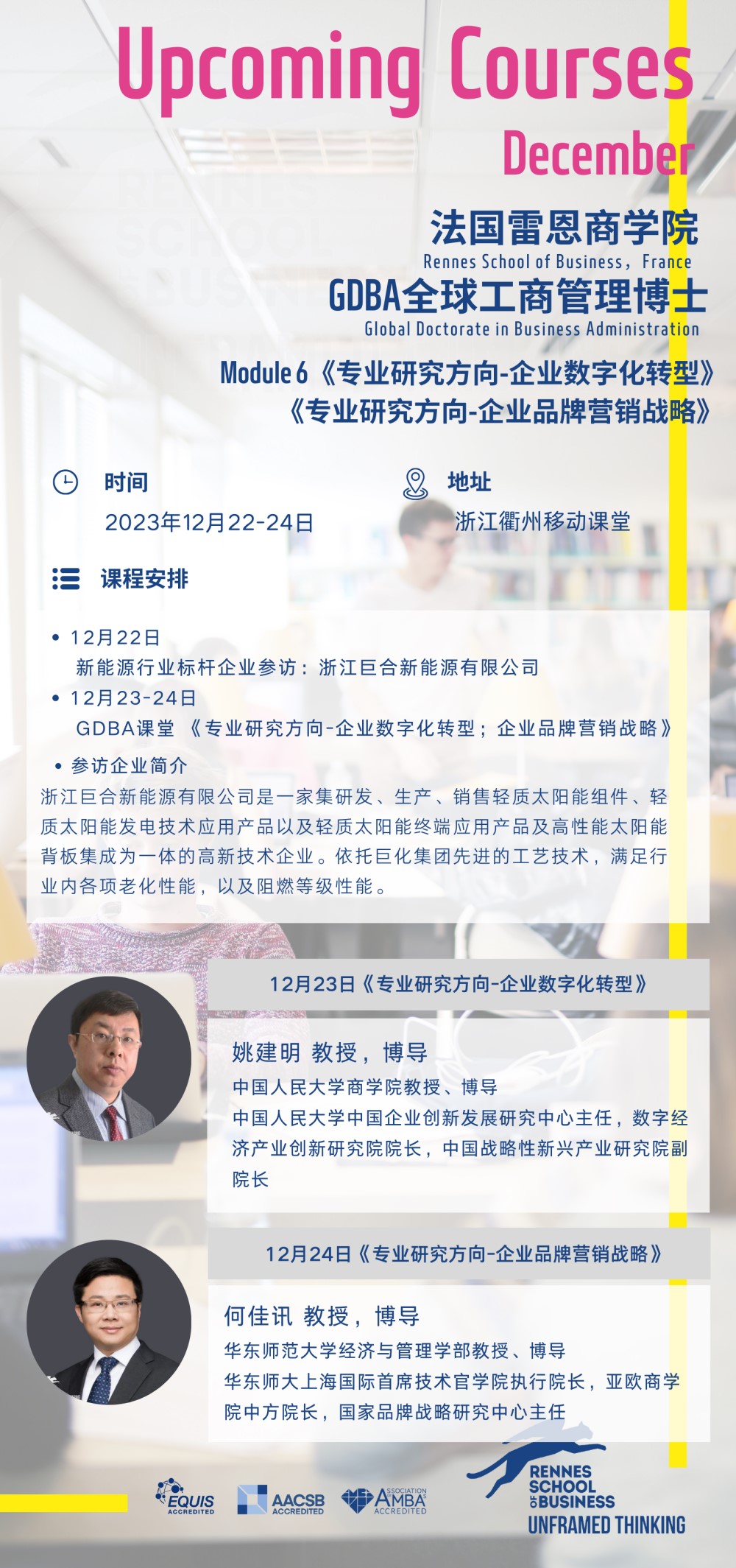 课程预告 I 雷恩GDBA博士课程《专业方向工作坊》:企业数字化转型、企业品牌营销战略